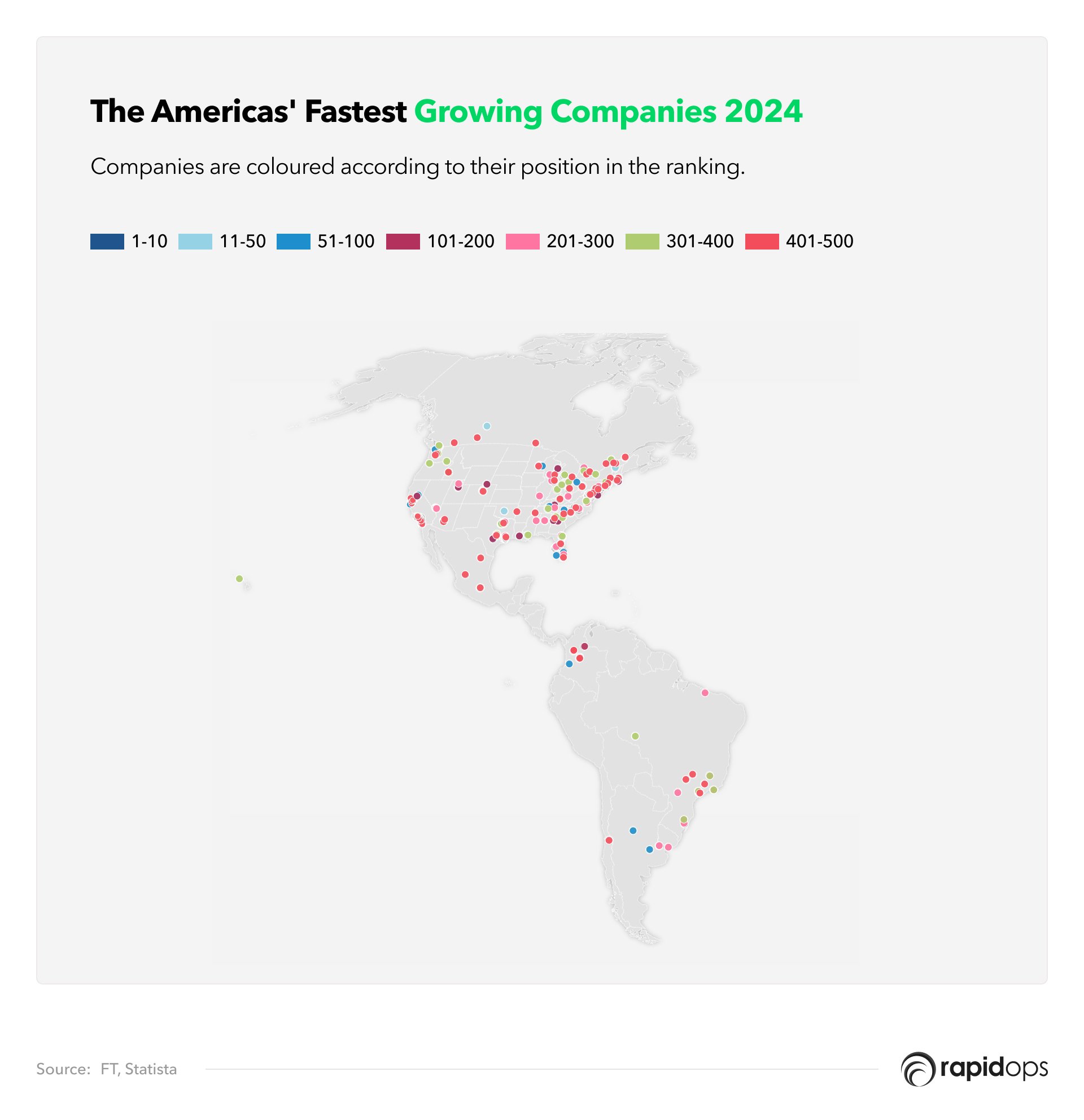 The Americas Fastest Growing Companies 2024 - Map